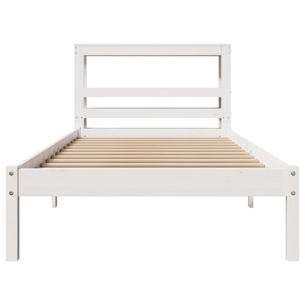 Bed Frame without Mattress White 100x200 cm Solid Wood Pine